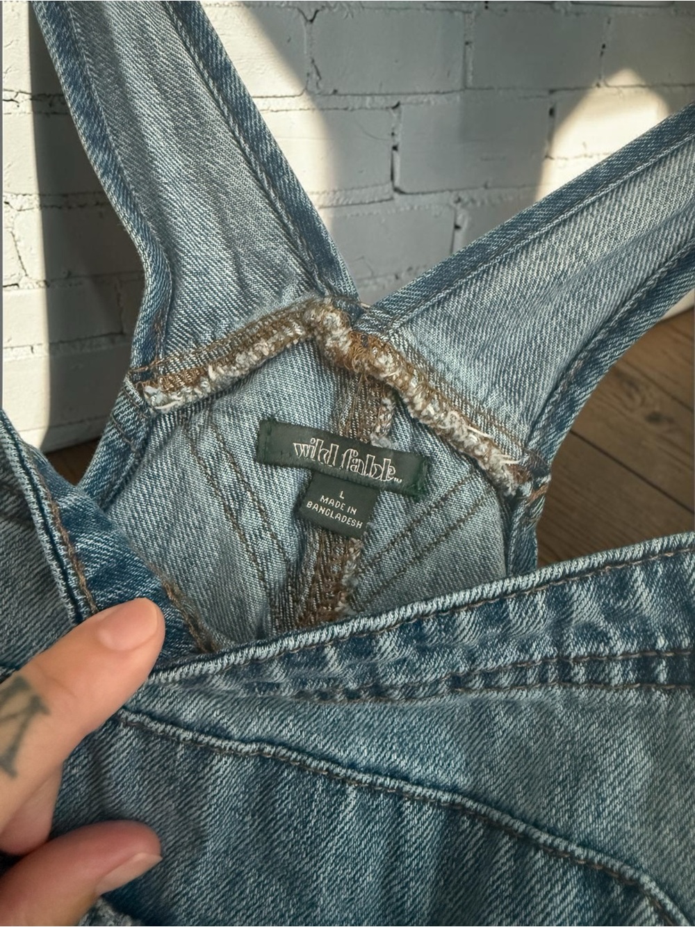 wild fable Distressed Blue Denim Overalls - Picture 4 of 8